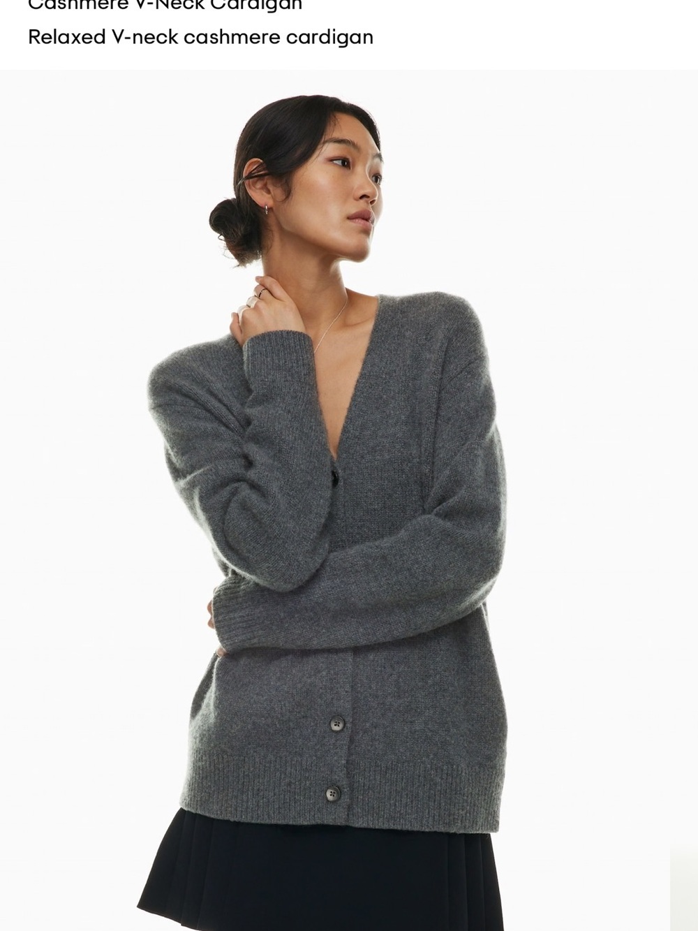 Wilfred Gray V-Neck Button Cashmere Cardigan